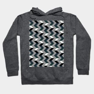 Chevron Geometric Pattern, Grey, Black and White Hoodie